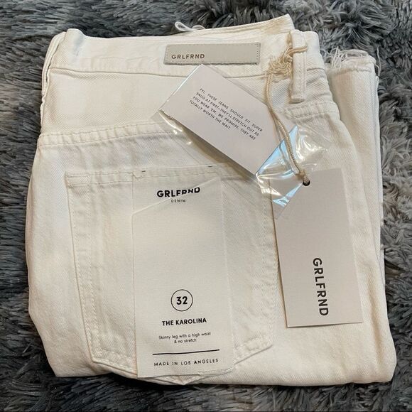 NWT! GRLFRND Karolina White Flag High Rise Rigid Denim Skinny Ankle Crop Jeans - Picture 5 of 13